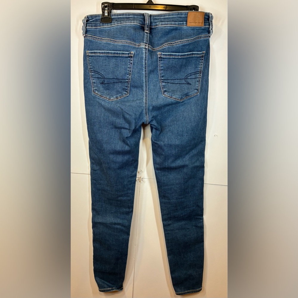 American Eagle High Rise Jegging Size 10 Long Next Level Stretch Skinny Med Wash - Picture 4 of 8